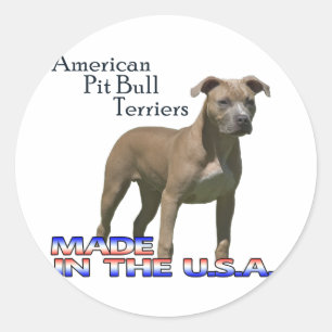 Sticker Rond Terriers de pitbull américains : Petits