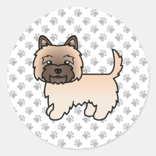 Sticker Rond Tervueren Cairn Terrier Chien de Dessin Animé Mign