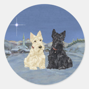 Sticker Rond Tervueren écossais noirs et blé Hiver