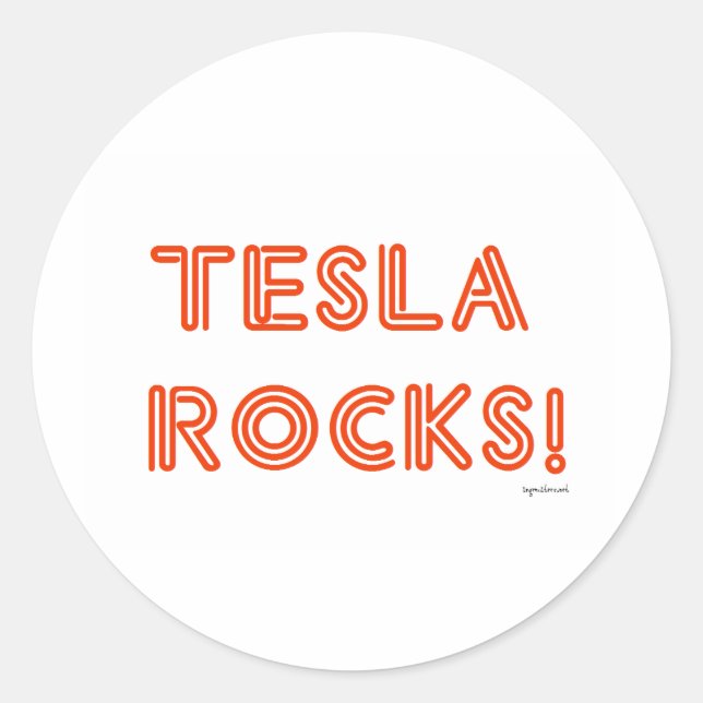 Sticker Rond Tesla Rocks ! (Devant)