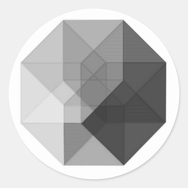 Sticker Rond Tesseract (niveaux de gris) (Devant)