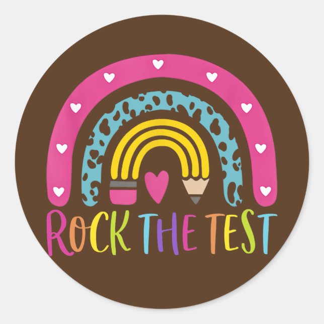 Sticker Rond Test Day Rock The Test Teacher Test Day (Devant)