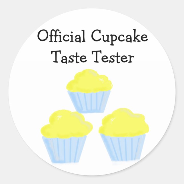 Sticker Rond Tester officiel de dégustation de cupcake (Devant)