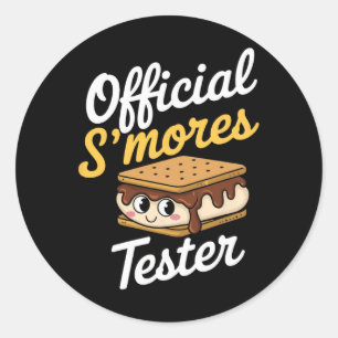 Sticker Rond Testeur de S'mores officiel Camping Smores Kawaii