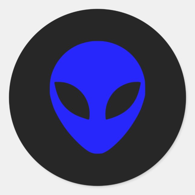 Sticker Rond Tête Alien bleue (Devant)