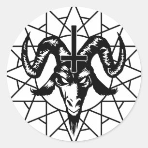 Sticker Rond Tête avec Chaos Star (noir)