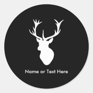 Sticker Rond Tête blanche avec Antlers