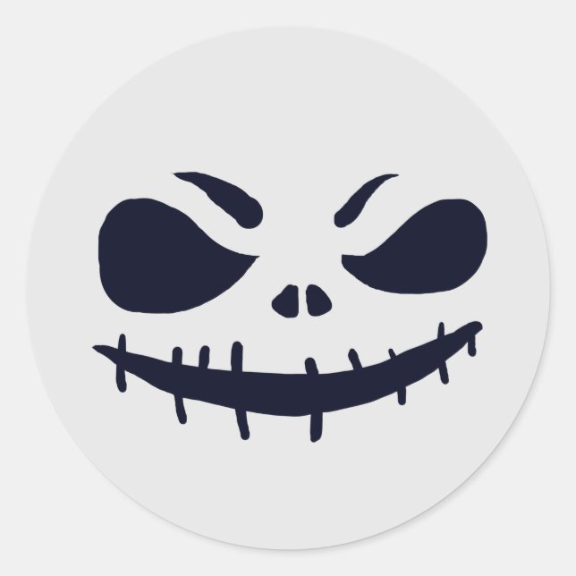 Sticker Rond Tête Citrouille de squelette d'Halloween effrayant (Devant)