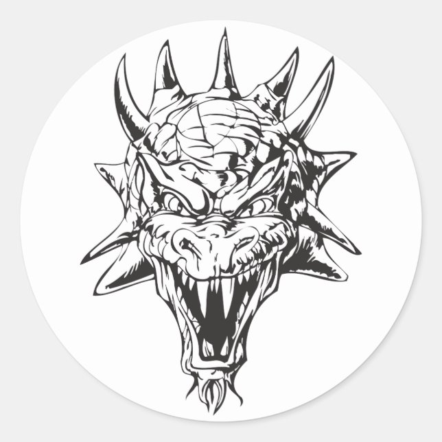 Sticker Rond Tête de dragon (Devant)