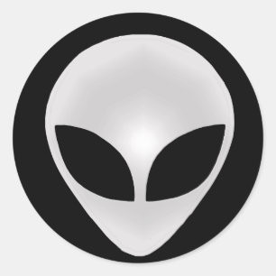 Sticker Rond Tête de gris Alien