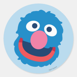 Sticker Rond Tête de Grover