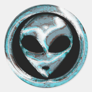 Sticker Rond Tête de l'Alien Abstrait
