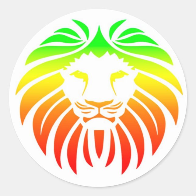 Sticker Rond Tête de lion de Rasta (Devant)