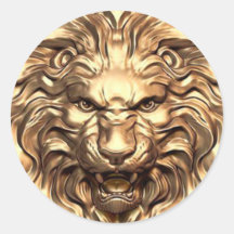 Tête de lion dorée rugissante