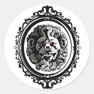 Sticker Rond Tête de lion Retro