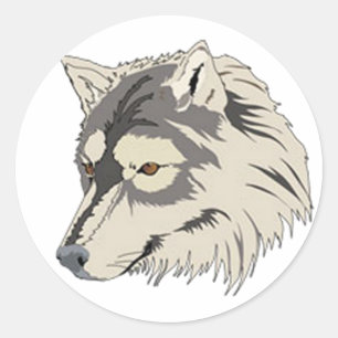 Sticker Rond Tête de loup solitaire