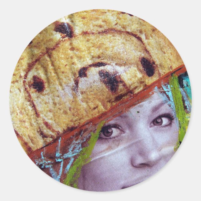 Sticker Rond Tête De Pain De Raisin, Un Collage (Devant)