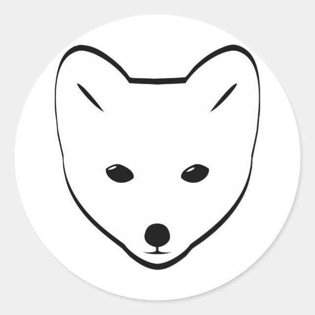 Sticker Rond Tête de renard arctique (Devant)
