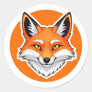 Sticker Rond Tête de renard vibrant
