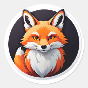 Sticker Rond Tête de renard vibrant