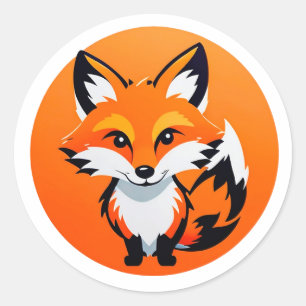Sticker Rond Tête de renard vibrant
