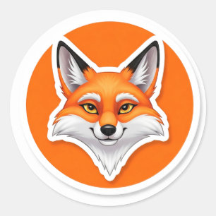Sticker Rond Tête de renard vibrant