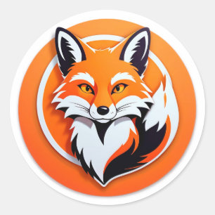 Sticker Rond Tête de renard vibrant