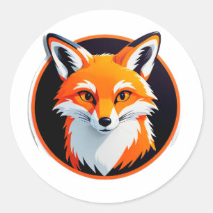 Sticker Rond Tête de renard vibrant
