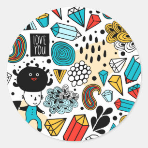 Sticker Rond Tête folle