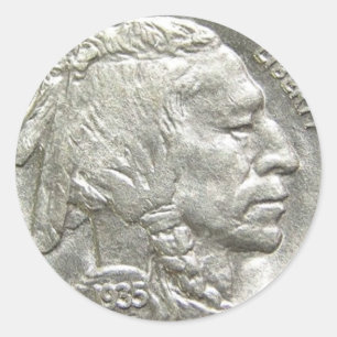 STICKER ROND TÊTE INDIENNE NICKEL