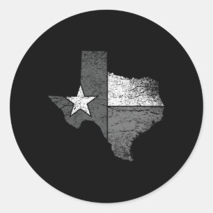 Sticker Rond Texas Drapeau Bw Carte De L'État Du Texas