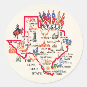 Sticker Rond Texas - État de la Lone Star