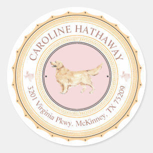 Sticker Rond Texas Golden Retriever Dog Adresse de retour Stick
