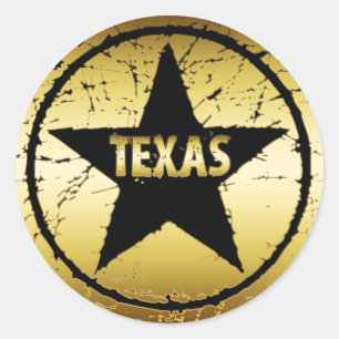 STICKER ROND TEXAS GRUNGE STYLE STAR