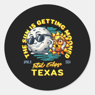 Sticker Rond Texas Solar Eclipse Apr 8 2024 Le soleil se lune