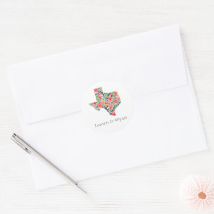 Sticker Rond Texas Tropical Bright Botanical Floral Mariage