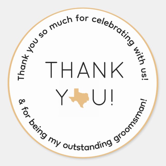Sticker Rond Texas Wedding Party Groomsman Cadeau (Devant)