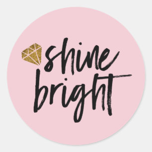 Sticker Rond Texte brillant brillant avec diamant d'or