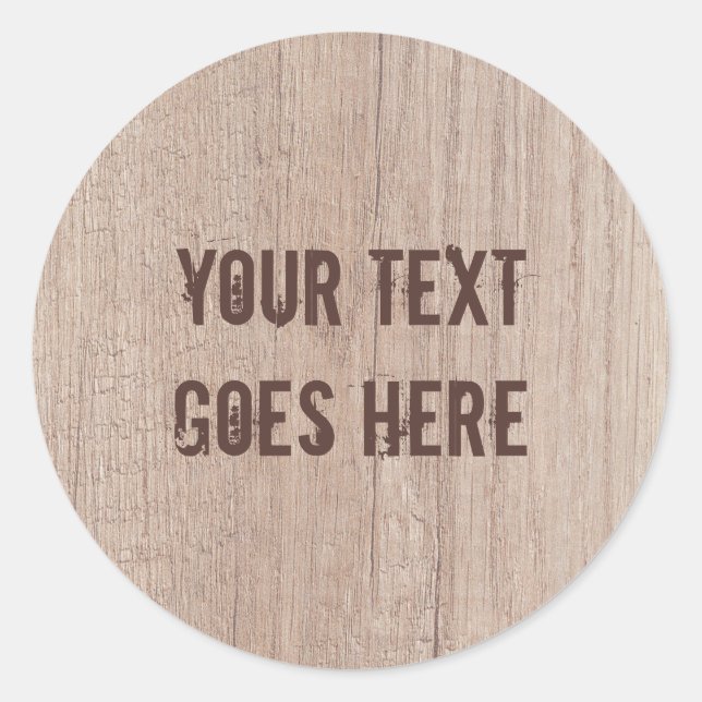 Sticker Rond Texte Brown Bois  Apparence élégante (Devant)