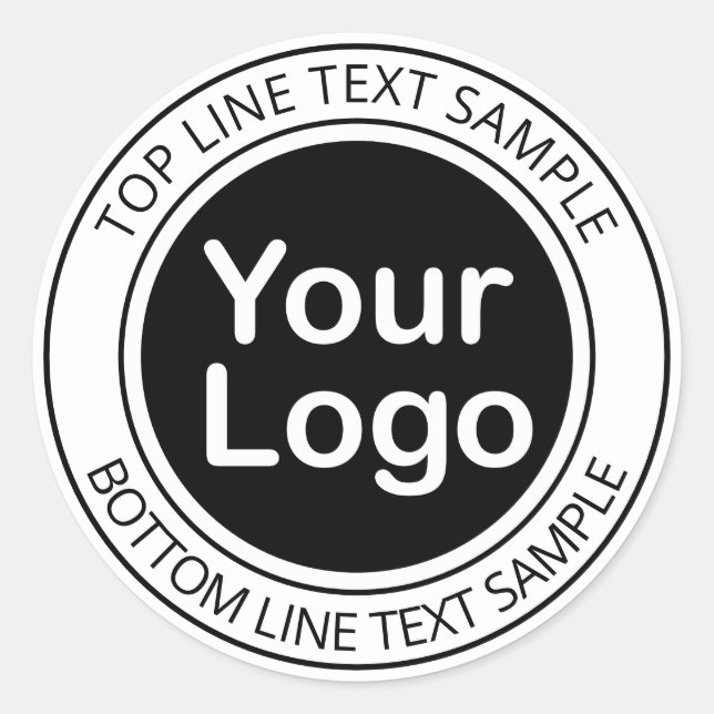 Sticker Rond Texte circulaire noir et blanc moderne et votre lo (Devant)