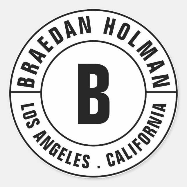 Sticker Rond Texte courbe Monogramme moderne (Devant)