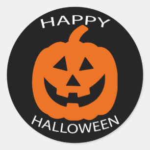 Sticker Rond Texte de courbe Jack-O-Lantern Halloween heureux s