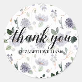 Sticker Rond Texte de remerciement Fleur violette