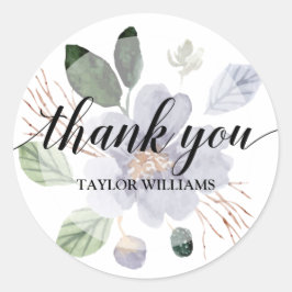 Sticker Rond Texte de remerciement Fleur violette