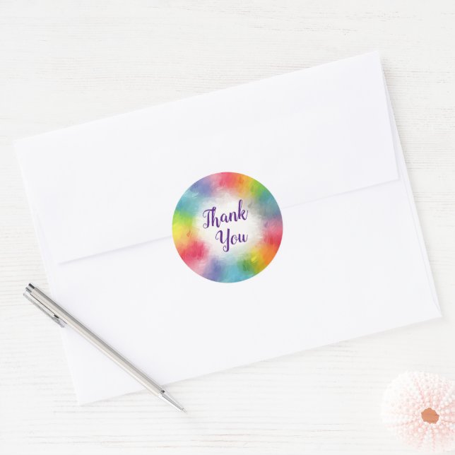 Sticker Rond Texte de remerciement personnalisable Script de co (Enveloppe)
