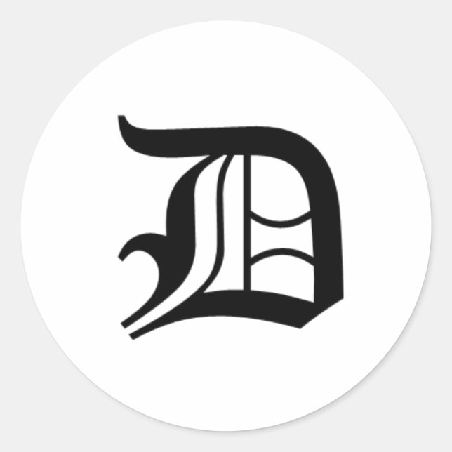 Sticker Rond Texte en D Ancien Anglais (Devant)