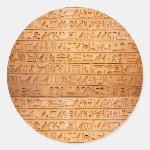 Sticker Rond Texte gravé en langue de l'Égypte antique Hiérogly