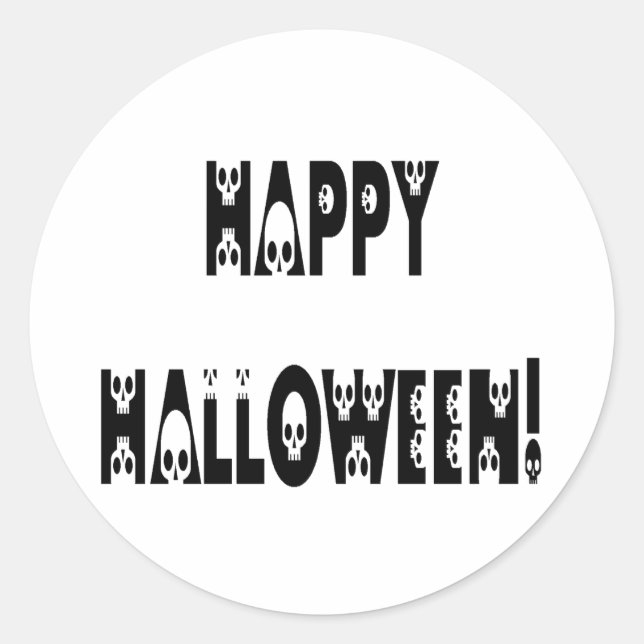 Sticker Rond Texte Halloween squelettique (Devant)