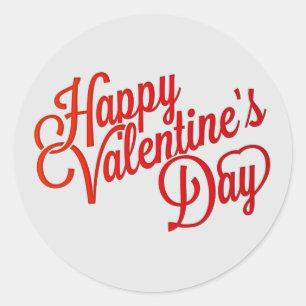 Sticker Rond Texte Heureuse Sainte-Valentin
