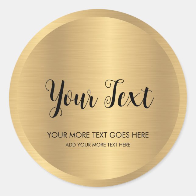 Sticker Rond Texte manuscrit Revêtement métallique Faux Gold La (Devant)